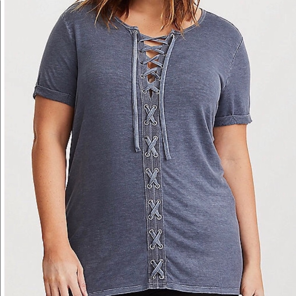 Torrid Grey Lace Up T-Shirt